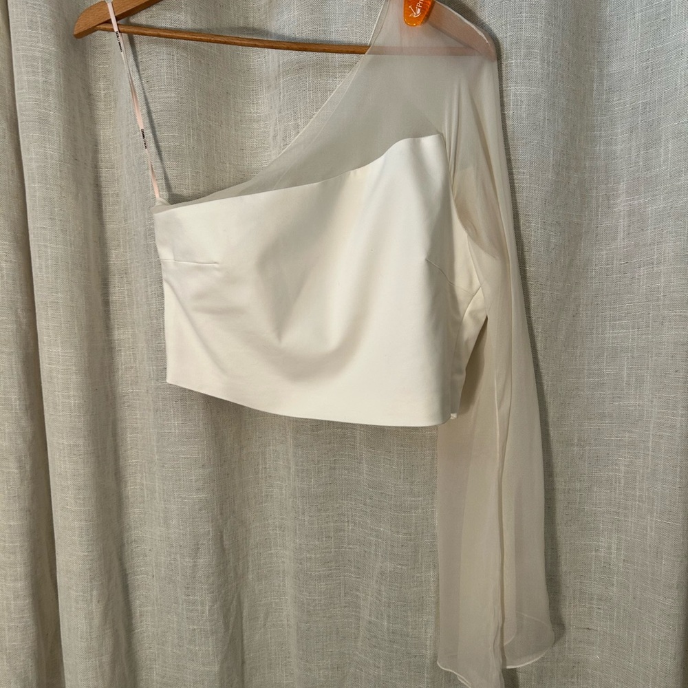 Elegant One-Shoulder Cream Blouse